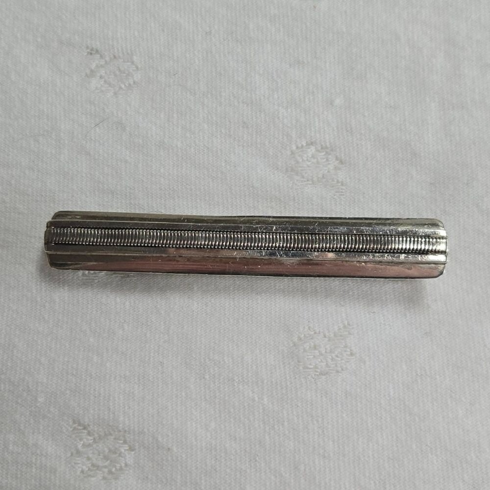 Sterling Silver 925 Hair Clip Barrette Ribbed Design
